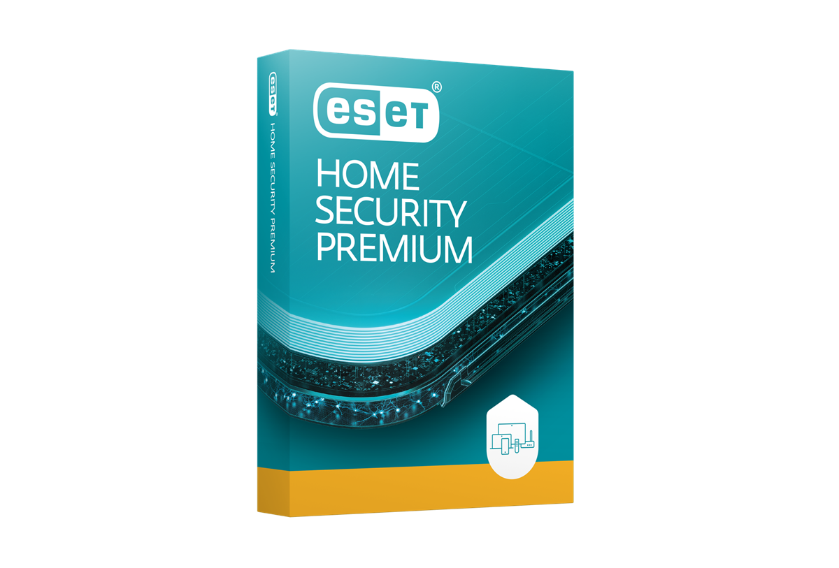 ESET HOME Security Premium antivirus software product box - Adds VPN, encryption, and advanced privacy tools.