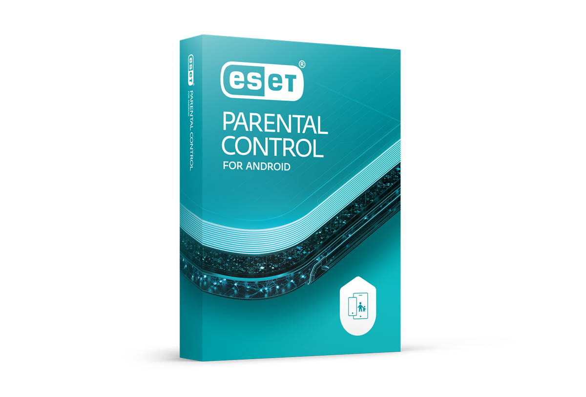 ESET Parental Control add-on product packaging - Set healthy screen-time boundaries, filter age-appropriate content, and get gentle nudges when it's time for a break. Perfect for busy families that want calm, guided tech time.