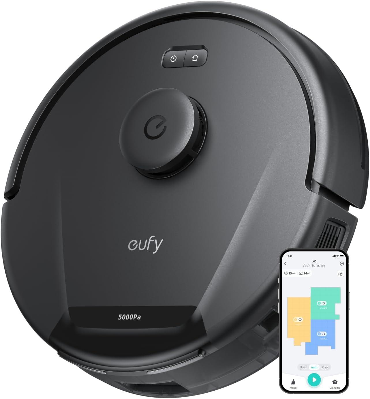 Product image of eufy L60 Robot Vacuum Cleaner, Ultra Strong 5,000 Pa Suction to Remove Hair, Dust, iPath Laser Navigation, For Deep Floor Cleaning, Ideal for Pet Hair and Hard Floors