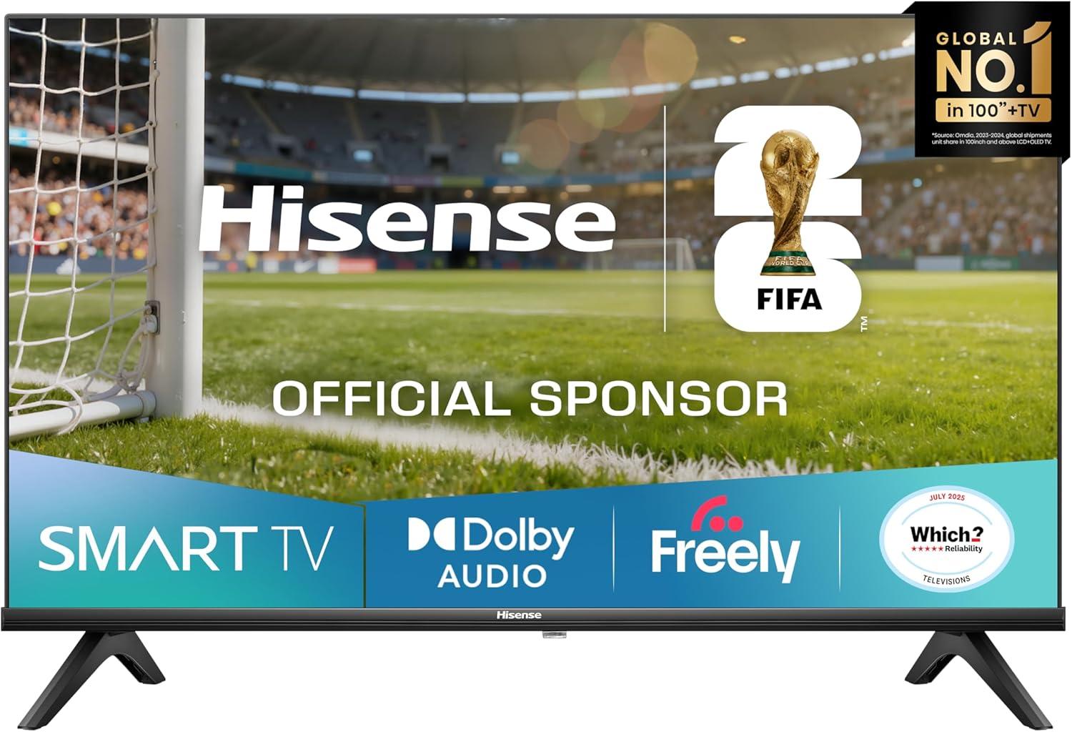 Product image of Hisense 32" 32E4QTUK HD LED TV with Freely - Direct Lit LED, Dolby Audio, Natural Colour Enhancer, Games Mode, Sports Mode with Freely, Disney +, YouTube, Netflix