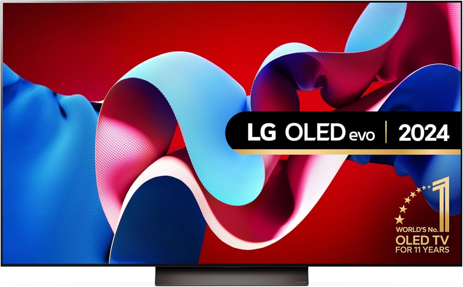 LG OLED55C45LA 55-inch OLED evo 4K smart TV on a modern living room wall